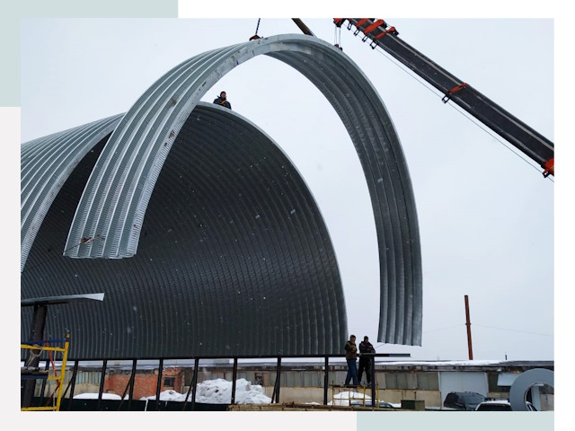 Полукруглые ангары в Дубне